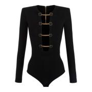 Elisabetta Franchi Långärmad Viskos Body Bk57S41E2-110 Black, Dam