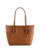 Michael Kors Logo Charm Zip Tote Handväska Brown, Dam