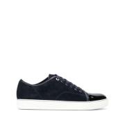 Lanvin Låg Topp Sneaker med Mocka och Patent Captoe Blue, Herr