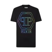 Philipp Plein Hexagon Logo Rhinestone T-Shirt Black, Herr