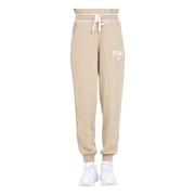 Puma Beige Squad Sportbyxor med Logotyptryck Beige, Dam