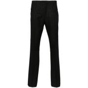 Tom Ford Svarta Randiga Byxor med Tapered Leg Black, Herr