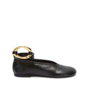 Jil Sander Svarta Lammskinn Ankelremsskor Black, Dam