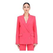 Patrizia Pepe Dubbelknäppt Blazer Hybrid Rose Crêpe Pink, Dam