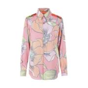 Comme des Garçons Röd Blommig Knapp-Up Skjorta Multicolor, Dam