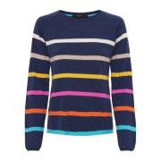 Btfcph Cashmere Randig Pullover Midnatt Blå Melange Multicolor, Dam