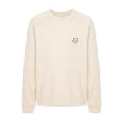 Maison Kitsuné Räv Huvud Patch Oversized Sweatshirt Beige, Herr