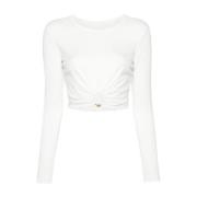 Elisabetta Franchi Kort Viskostopp med Ring White, Dam