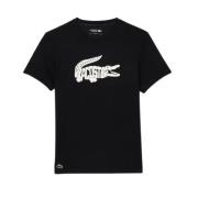 Lacoste Svart Croco Brev T-shirt Black, Herr