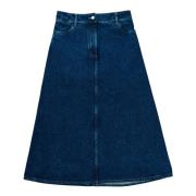 Studio Nicholson Denim A Line Kjol Blue, Dam