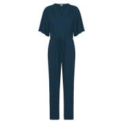 mbyM Blå Jersey Jumpsuit med Dragsko i Midjan Blue, Dam