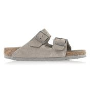 Birkenstock Sommar Sliders i Läder och Mocka Gray, Dam