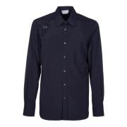 Alexander McQueen Svart Slim Fit Skjorta med Silver Spänne Black, Herr