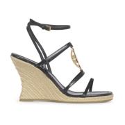 Tory Burch Capri Miller Espadrille Kilklack Skor Black, Dam