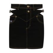 Versace Jeans Couture Svart Denimkjol med Barockspänne Black, Dam