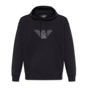 Emporio Armani Hoodie med logotyp Blue, Herr