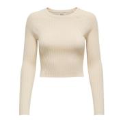 Only Round-neck Knitwear Beige, Dam