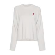 Ami Paris Round-neck Knitwear White, Dam