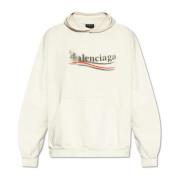 Balenciaga Hoodie med logotyp Beige, Herr