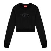 Diesel Beskuren sweatshirt med urklippt logotyp Black, Dam