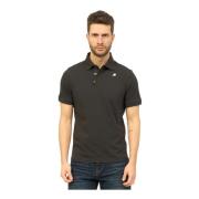 K-Way Svart Polo Amedee Bomull Stretch Black, Herr