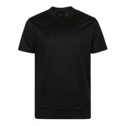 Emporio Armani Svart Lyocell Bomull T-shirt för Män Black, Herr