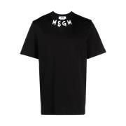Msgm Penseldrag Logo T-Shirt (Svart) Black, Herr