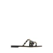 Valentino Garavani Lyxigt Läder Slide Sandaler Black, Dam