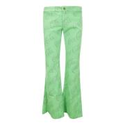 ERL Jacquard Denim Flare Byxor Green, Dam