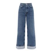Agolde Vintage Wide Leg Jeans med Distressed Detaljer Blue, Dam