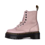 Dr. Martens Rosa Läder Dragkedja Ankelboots Pink, Herr