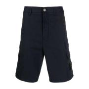 Stone Island Marinblå Stretch Bomullsshorts Blue, Herr