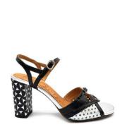 Chie Mihara Geometrisk lädersandal i svart/silver Black, Dam