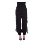 Semicouture Wide Trousers Black, Dam