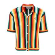 Casablanca Randig stickad bowling skjorta med kubansk krage Multicolor...