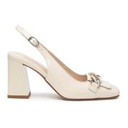 Nerogiardini Elegant Elfenbenshäl Slingbacks Ivory Beige, Dam