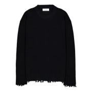 Laneus Svart förstörd crewneck tröja Black, Herr