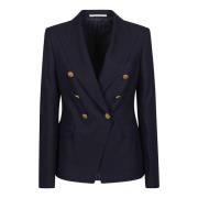 Tagliatore Elegant Navy Double Breasted Jacket Blue, Dam