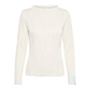 Karen by Simonsen Textured Långärmad T-shirt Topp Beige, Dam