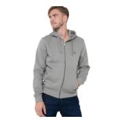 Guess Organisk Bomull Zip Hoodie - Slim Fit, Grön Gray, Herr