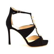 Jimmy Choo Elegant Svart Lädersandaler Black, Dam