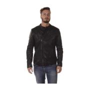 Armani Jeans Leather Jackets Black, Herr