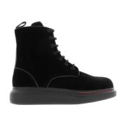 Alexander McQueen Velvet Lace-Up Hybrid Sneakers Black, Dam