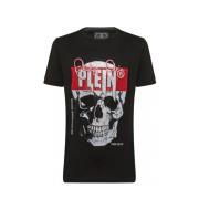 Philipp Plein Skull Rhinestone Bomull T-shirt Black, Herr
