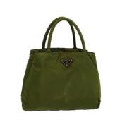 Prada Vintage Pre-owned Nylon handvskor Green, Dam