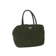 Prada Vintage Pre-owned Nylon handvskor Green, Dam