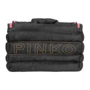 Pinko Quiltad Svart Handväska med Guld Hardware Black, Dam