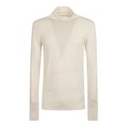 Jil Sander Herr Logo Print Roll-Neck Tröja Beige, Herr