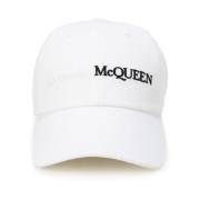 Alexander McQueen Vit Logotyp Broderad Bomull Baseballkeps White, Herr