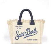 MC2 Saint Barth Canvas Tote Vanity Väska med Fransar Beige, Dam